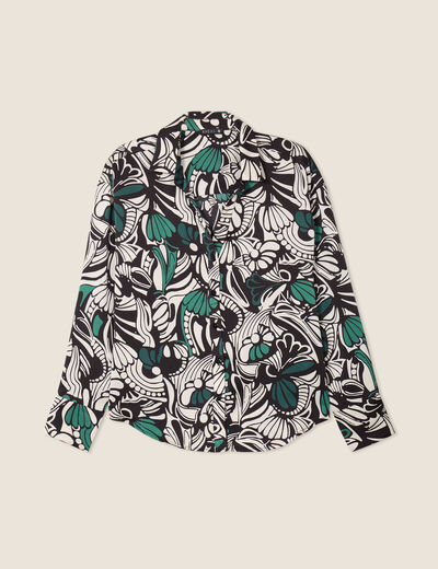 Chemise manches longues satin vert foncé femme