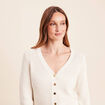 Gilet col v manches longues ecru femme
