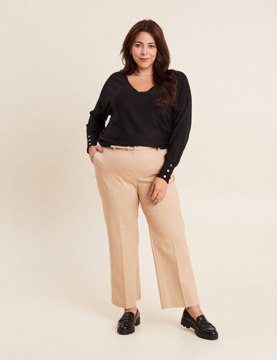 Pantalon flare 7/8ème beige femme