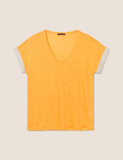T-shirt manches courtes jaune or femme