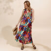 Robe longue &eacute;vas&eacute;e sans manches multicolore femme