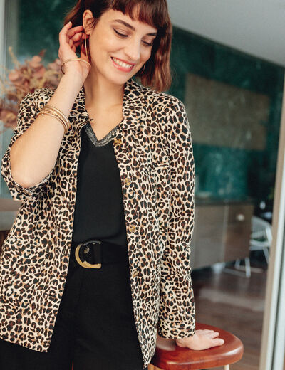 Veste boutonnée beige femme