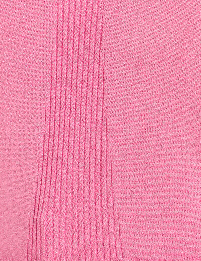 Pull manches longues col en V rose femme