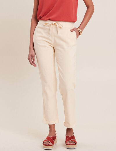 Pantalon carotte 7/8ème ivoire femme