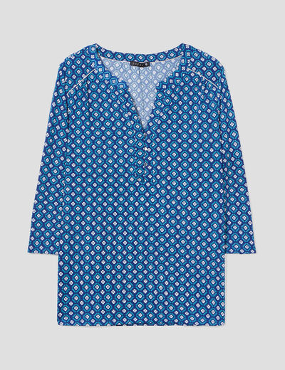 T-shirt manches 3/4 bleu foncé femme