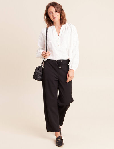 Blouse ample manches longues fluide ecru femme