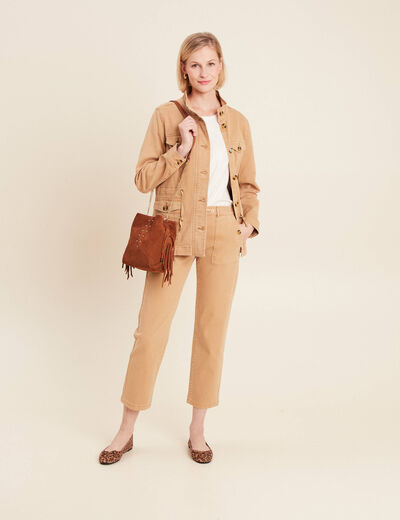 Jean ajusté 7/8ème marron clair femme