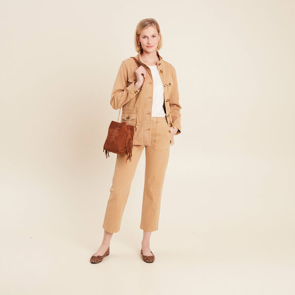 jean ajuste 78eme marron clair femme Jean ajusté 7/8ème marron clair femme