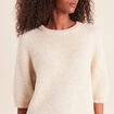 Pull col rond &agrave; sequins beige femme