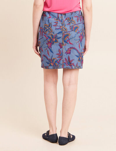 Jupe droite r&eacute;versible bleu femme