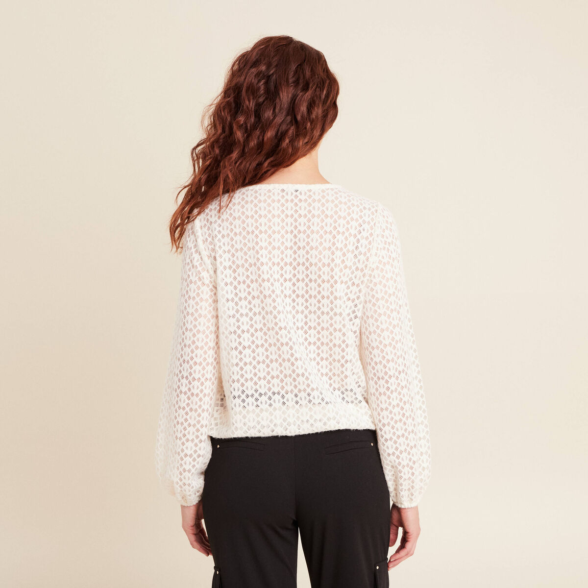 Blouse manches longues ecru femme