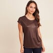 T-shirt manches courtes marron femme