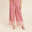 Pantalon large taille haute rose femme