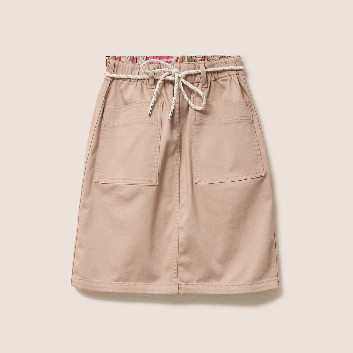 Jupe droite r&eacute;versible marron femme