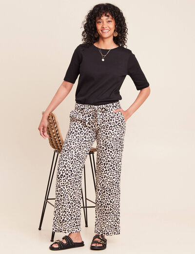 Pantalon large taille standard sable femme