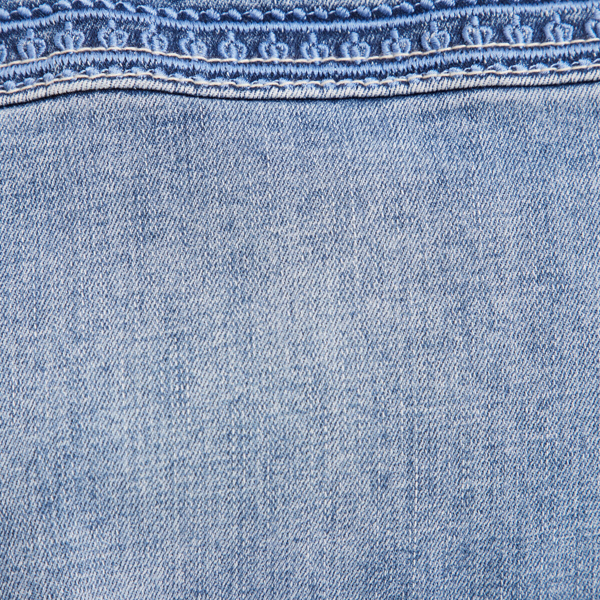 Robe droite brod&eacute;e en jean denim double stone femme