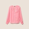 Chemise ample col v manches longues rose femme