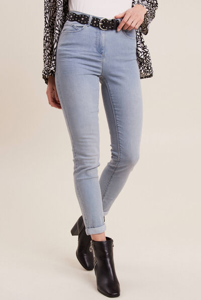 Jeans ajusté taille standard denim baby bleu femme