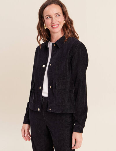 Veste courte droite denim brut femme
