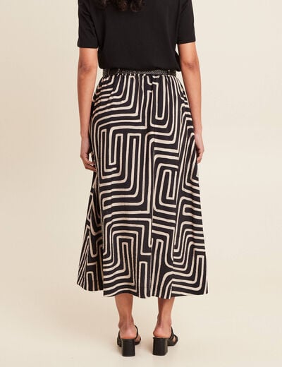 Jupe longue évasée fendue noir femme