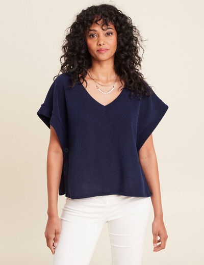T-shirt sans manches bleu marine femme