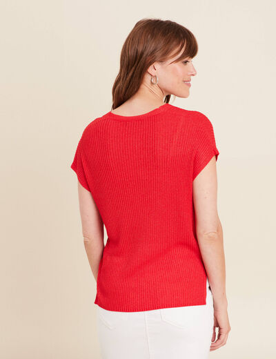 Pull à manches courtes rouge femme