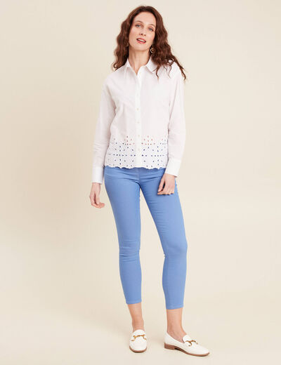 Pantalon léger taille standard 7/8ème bleu ciel femme