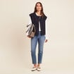Gilet ample sans manches bleu fonc&eacute; femme