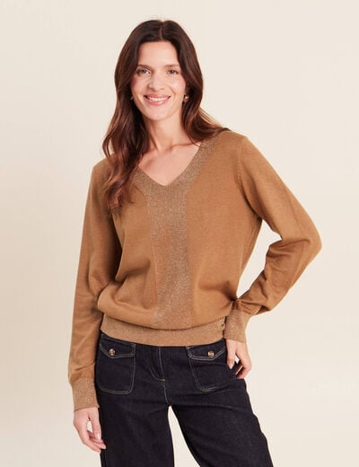 Pull manches longues beige femme