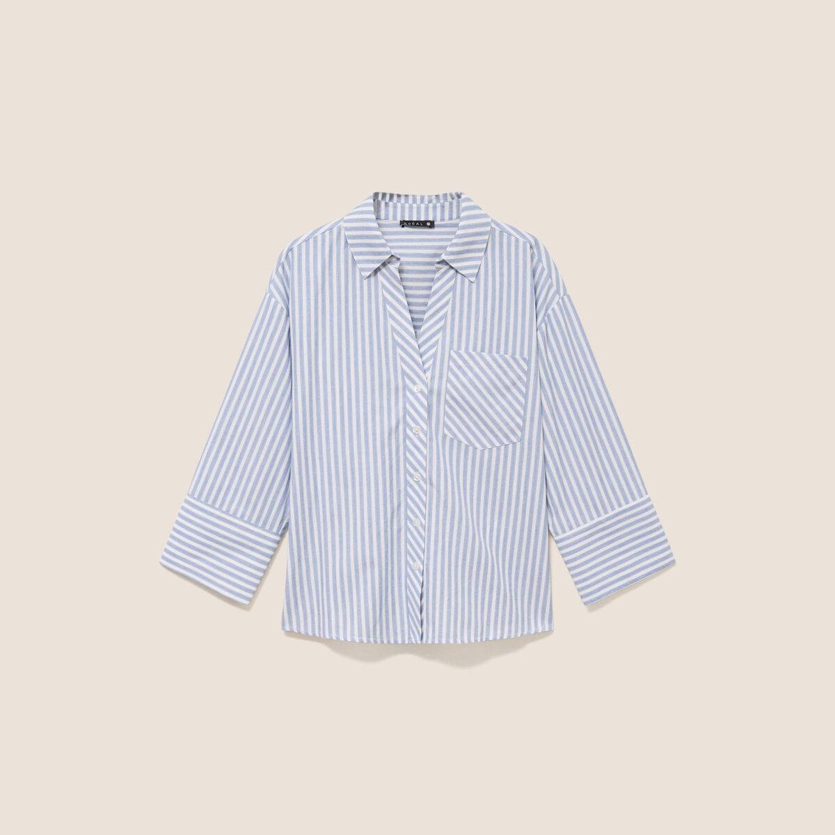 Chemise manches 3/4 bleu femme