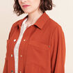 Veste fluide manches longues doubl&eacute;e marron fonc&eacute; femme