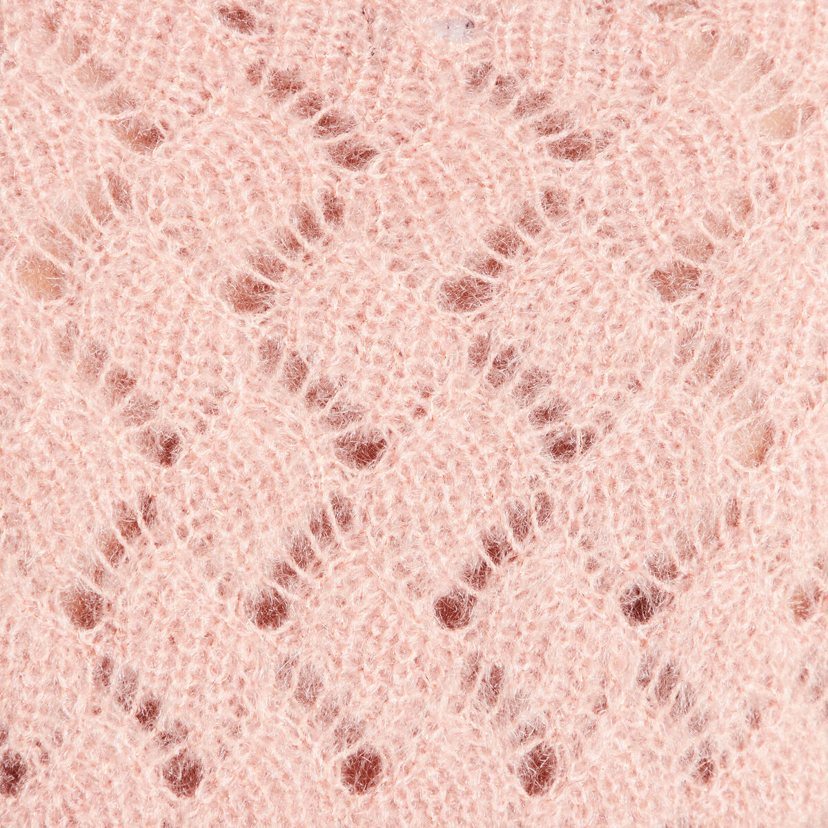 Pull manches longues ajouré vieux rose femme