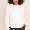 Pull col rond ecru femme