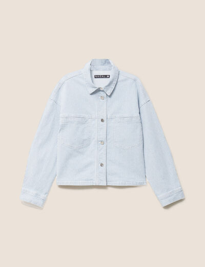 Veste ample en jean manches longues bleu femme