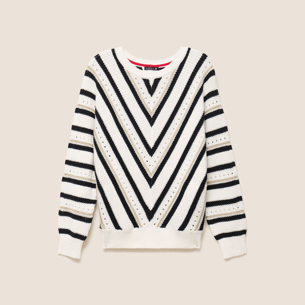 Pull col rond manches longues noir femme