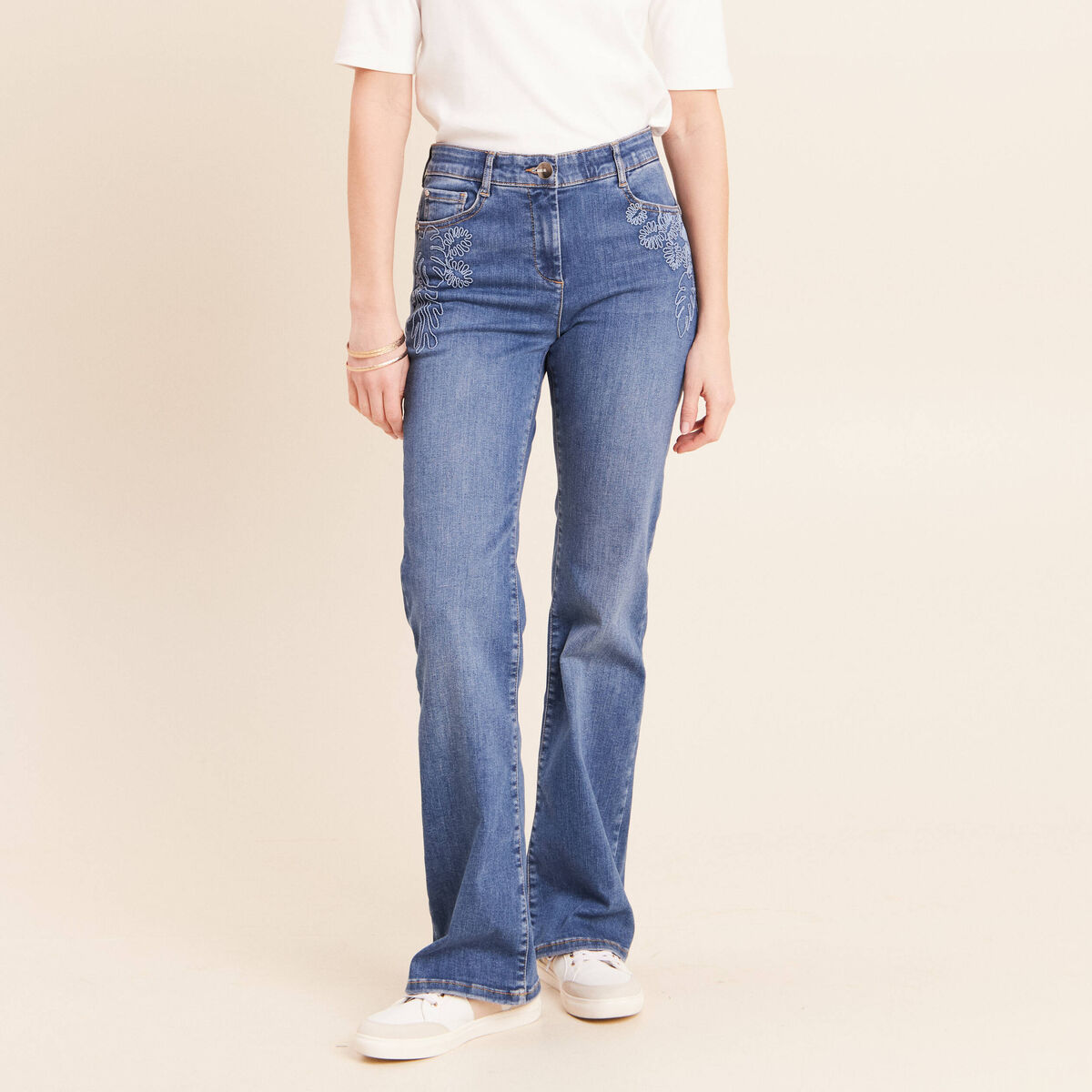 Jean magique L'Unique coupe bootcut denim stone femme