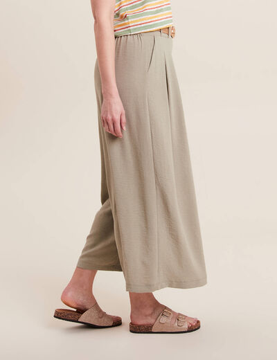 Pantalon jupe-culotte large vert clair femme