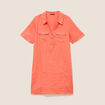 Robe droite courte col chemise orange fluo femme