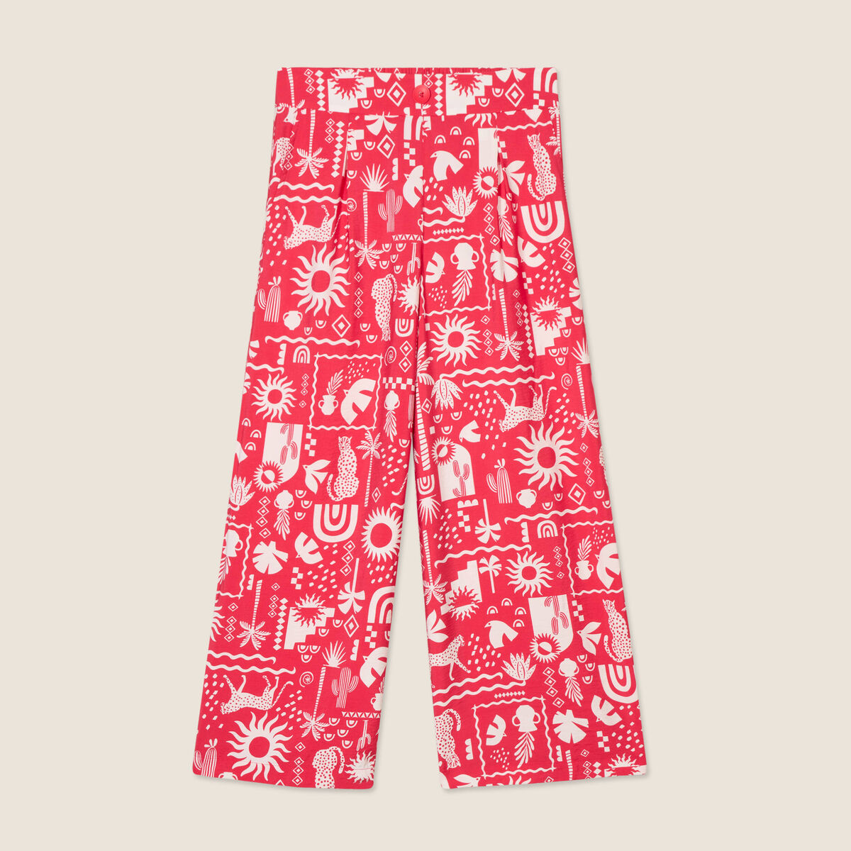 Pantalon fluide7/8ème rouge femme