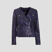 Veste droite zippée bleu foncé femme