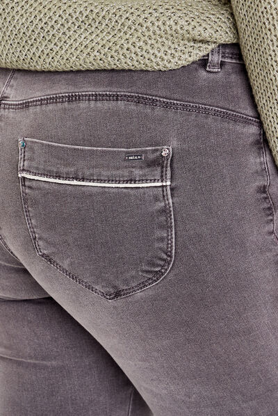 Pantalon bootcut denim gris femme