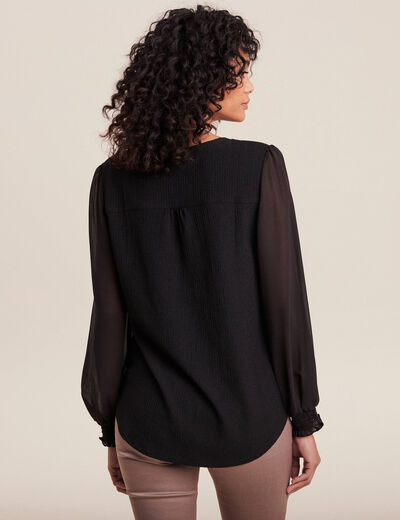 Blouse bi-matière noir femme