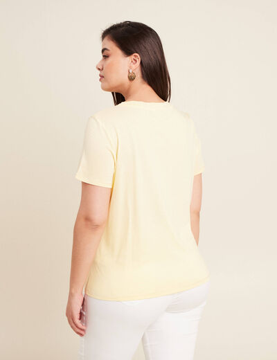 T-shirt manches courtes jaune clair femme