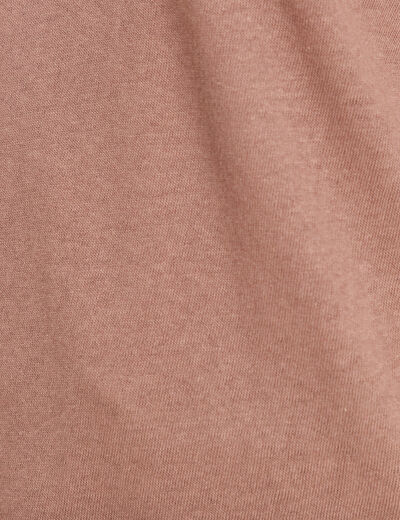 T-shirt manches courtes col en V marron cognac femme