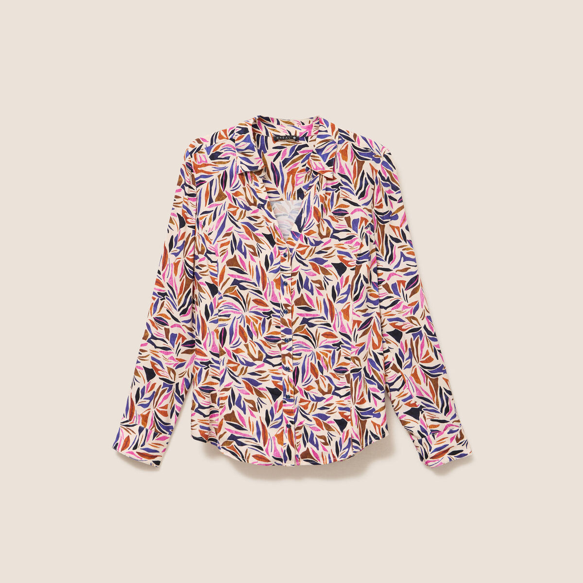 Chemise cintr&eacute;e manches longues bleu femme