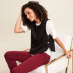 Top cintr&eacute; sans manches col rond noir femme