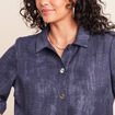 Chemise col chemise manches 3/4 bleu femme