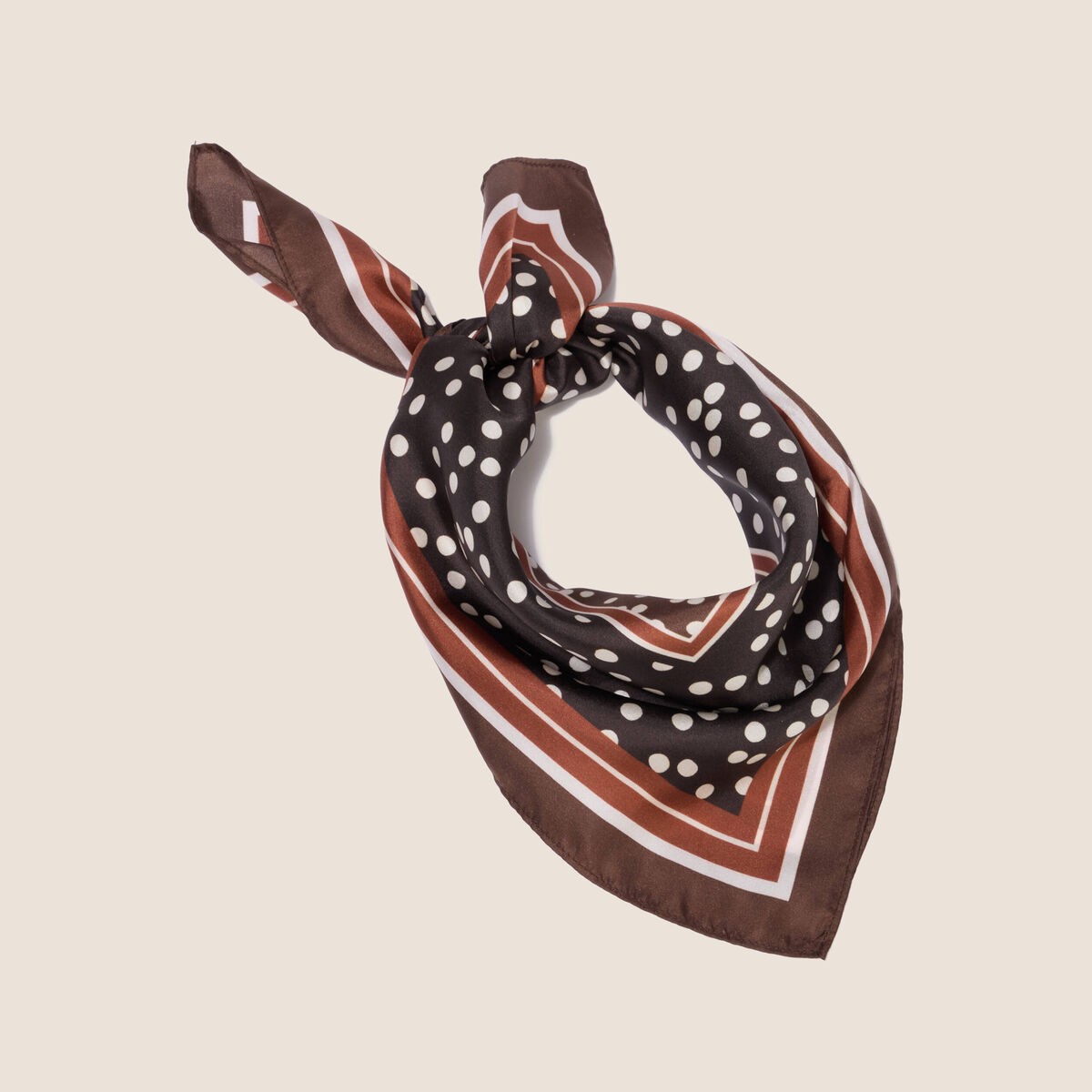 Foulard en soie marron fonc&eacute; femme