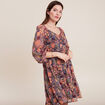 Robe évasée manches 3/4 violet femme
