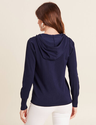 Pull manches longues bleu marine femme